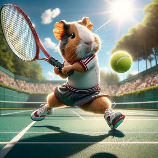 Guinea Pig playing tennis